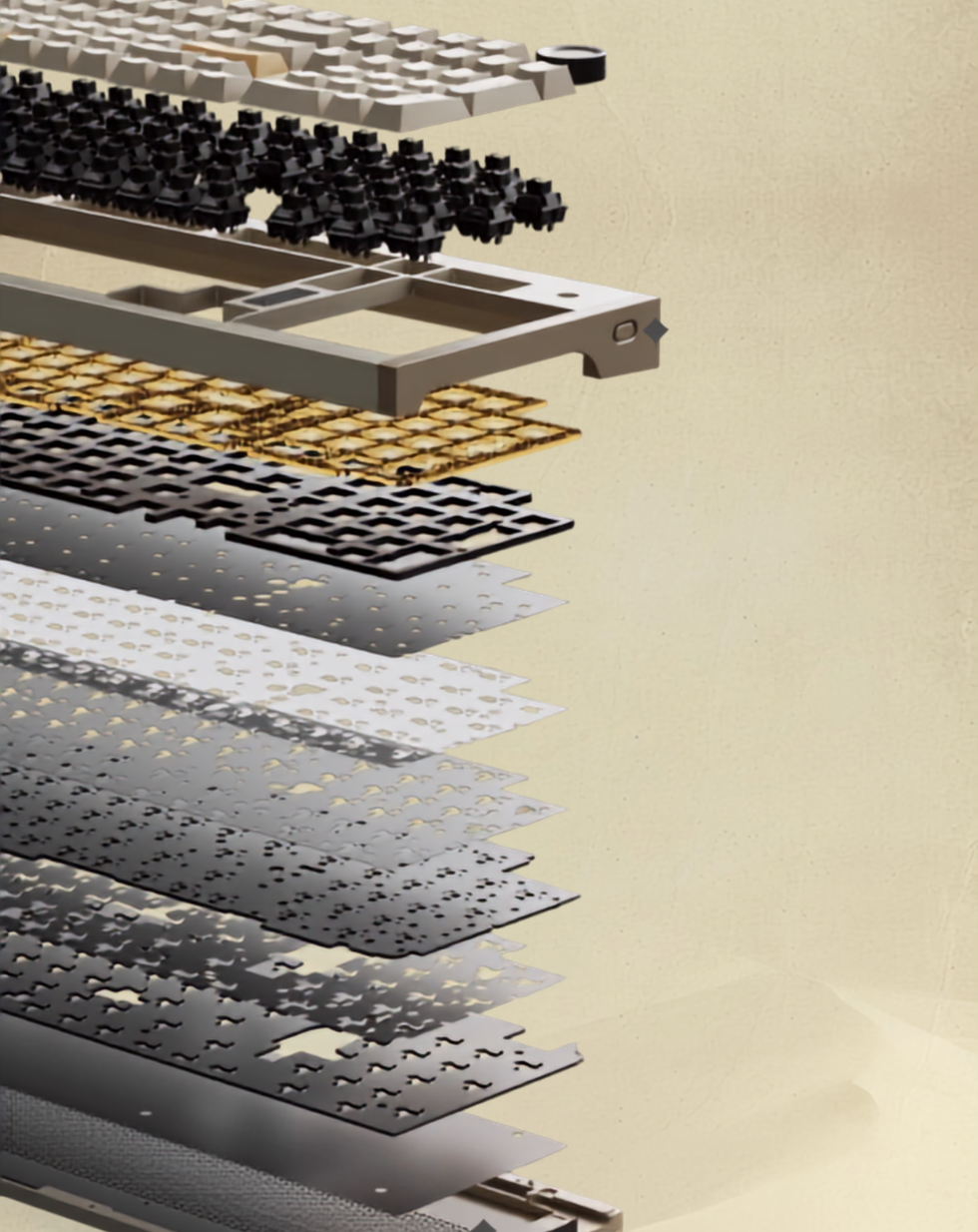Desert Aluminum 96: CNC Gasket Wireless Keyboard, Knob - Kerno