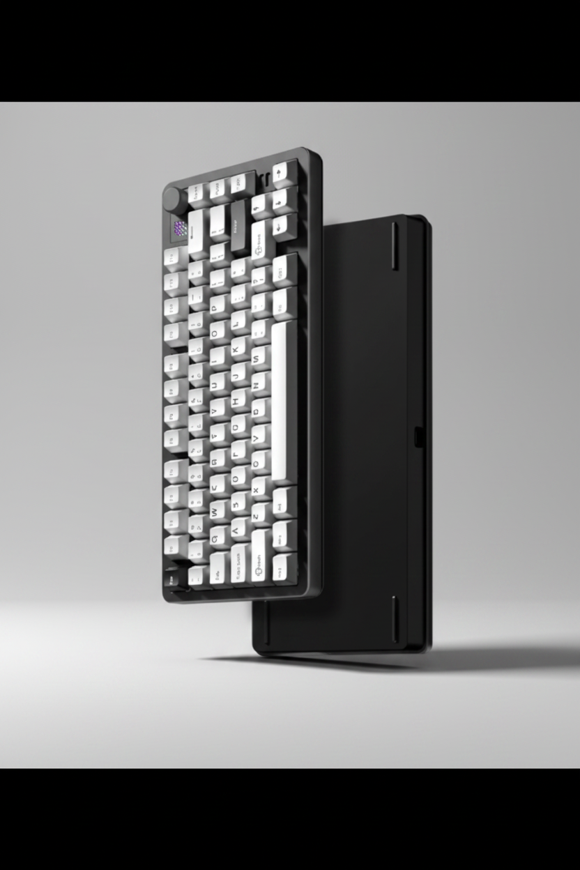 Midnight Black: 75% Aluminum Wireless Keyboard, Knob - Kerno