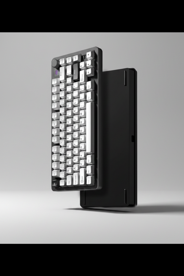Midnight Black: 75% Aluminum Wireless Keyboard, Knob - Kerno
