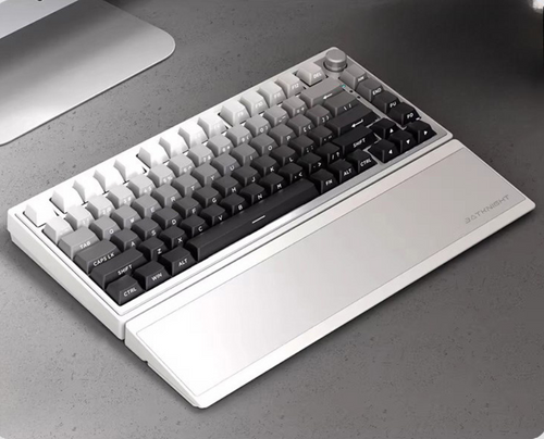 Ink Dust White: 75% Wireless Keyboard, Foldable Palm Rest - Kerno