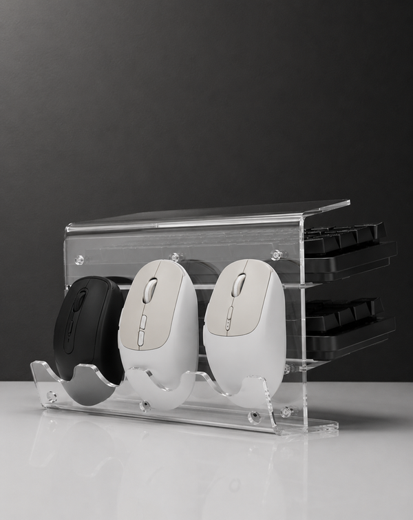 Three-Tier Acrylic Keyboard & Mouse Display Rack - Kerno