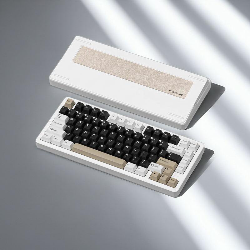 White: 75% Aluminum Wireless Keyboard, Knob - Kerno