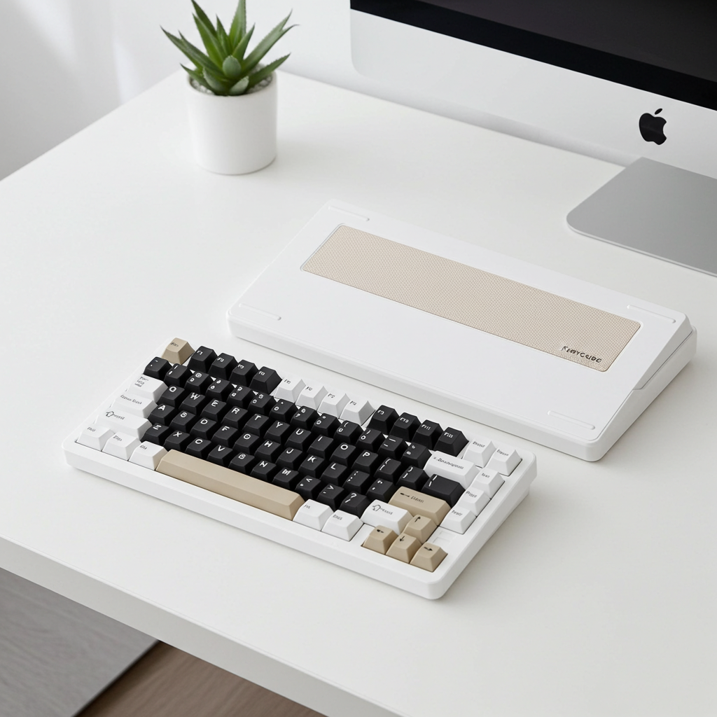 White: 75% Aluminum Wireless Keyboard, Knob - Kerno