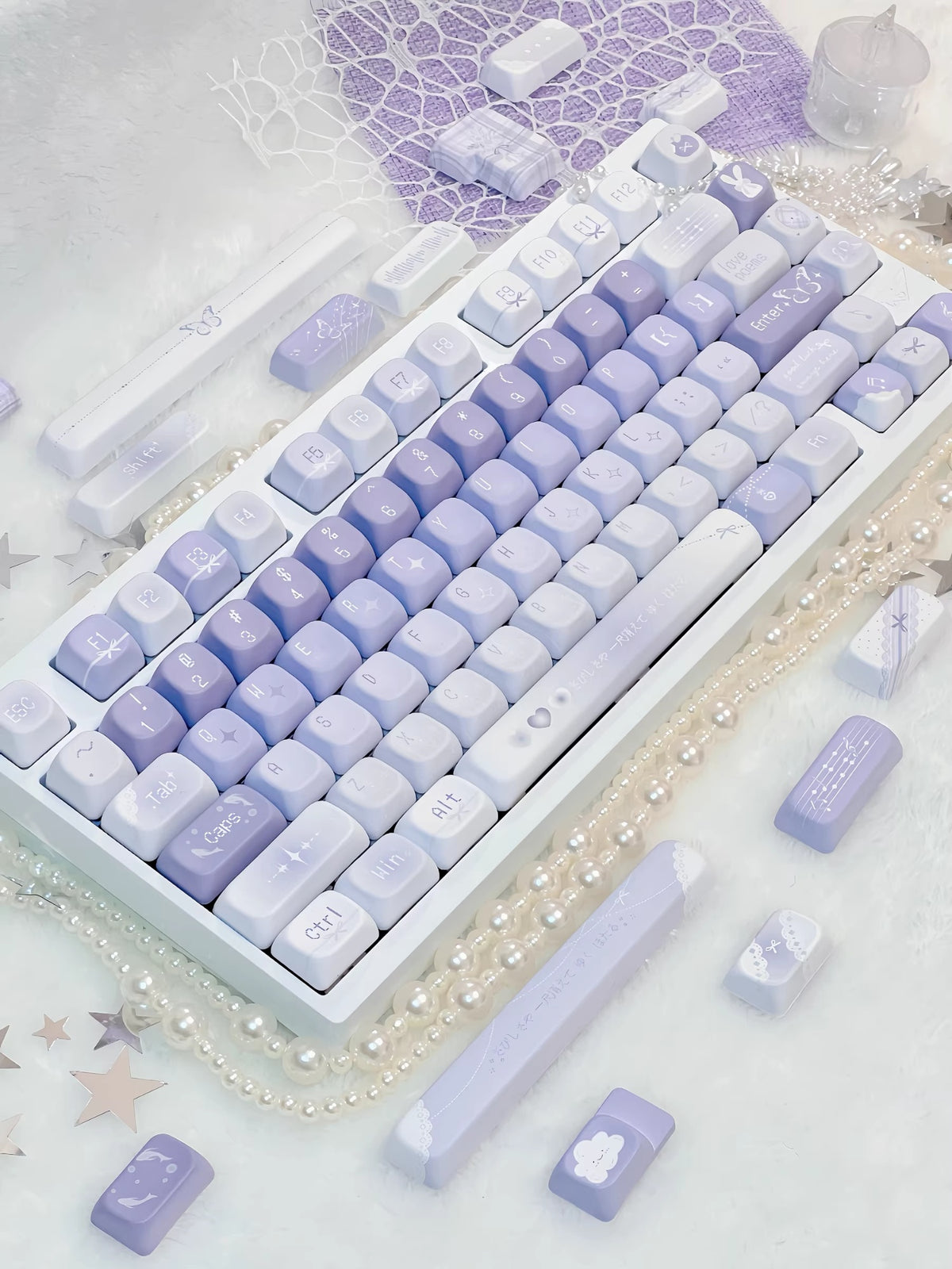 Butterfly Whisper Keycap Set - PBT Dye-Sub, 144 Keys - Kerno