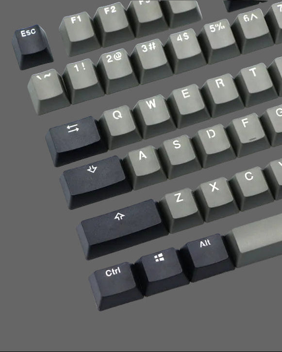 Retro Black & Gray Keycap Set - OEM Profile, Double-Shot PBT - Kerno