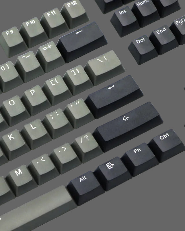 Retro Black & Gray Keycap Set - OEM Profile, Double-Shot PBT - Kerno